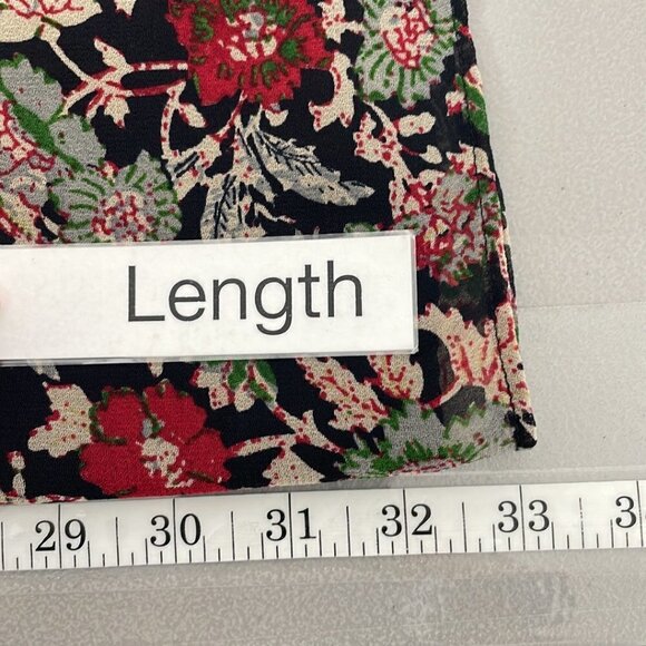 Zara Basic Collection Long Sleeve Dress Fringe Floral Red Black Size Small S - Picture 14 of 17